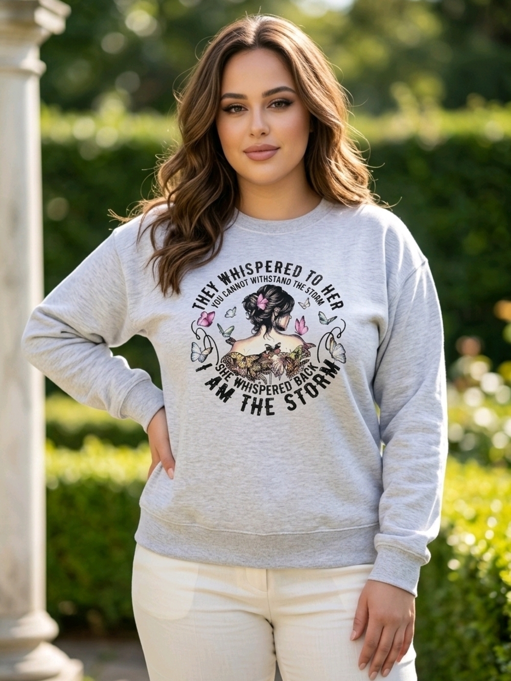 Gray Graphic Crewneck Sweatshirt - Empowerment Quote